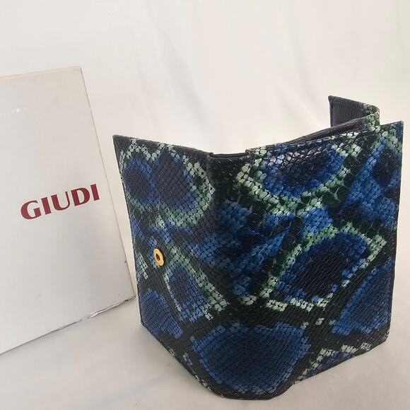 Giudi Italy Blue Snakeskin Leather Wallet Clutch | Vintage 7373 | Made in Italy - Picture 6 of 6